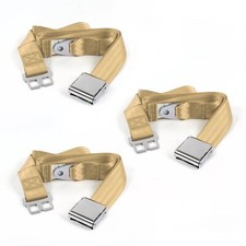 VW Type 1 1958 - 1967 Airplane 2pt Tan Lap Bench Seat Belt Kit - 3 Belts SafTboy picture