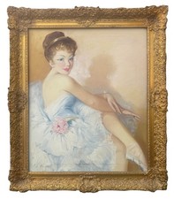 Violetta Koszeghy BALLERINA Pinup Original Oil Painting Hungarian Listed Artist picture