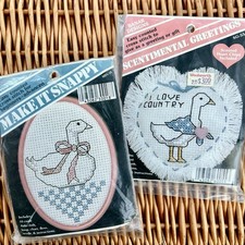 Country Goose Cross Stitch Kits | Lot of 2 | Banar Geese Designs 80s 90s Vintage picture