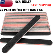 20 Pack 100/180 Grit Nail Files Black Professional Emery Boards Nail picture