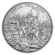 1 Troy oz Attila The Hun Design .999 Fine Silver Round picture