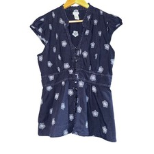 Anthropologie Odille Floral Cap Sleeve Top Women's 12 Feminine Cottage Pintuck picture