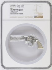 2023 2oz Chad S10KF Revolver - High Relief Gilt MS70 Antiqued  1641 of 5000 picture