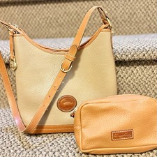 Vintage Dooney & Bourke Taupe British Tan Pebbled Leather  Shoulder Bag & Pouch picture