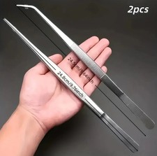 2pcs Stainless Steel Kitchen Tweezers Precision Cooking Tongs picture