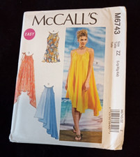 McCall's Easy Pattern M6743 Misses Sz  16-26 L-XXL Sleeveless Summer Dress UNCUT picture