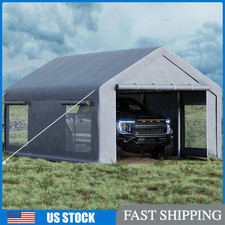 10x20FT Carport Canopy, 200g PE Tarp Portable Garage w/ Sidewalls,Roll-Up Doors picture