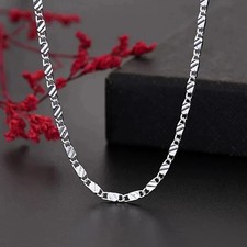 Solid 925 Sterling Silver Figaro Chain Necklace Men Women 22 Inch picture