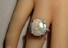 1.89 Ct Oval Cut Natural Fire Opal Halo Engagement Ring 14K White Gold picture