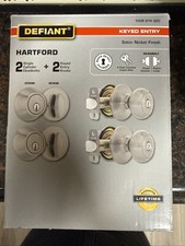 Defiant Hartford Satin Finish Doorknob Set, 2 Doorknobs And 2 Deadbolts , new picture