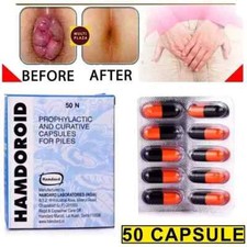 Hamdoroid Ayurvedic 50 Capsules Hemorrhoids & Piles Pain Relief Itching Swelling picture