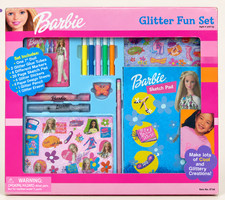 Vintage 2001 Barbie Glitter Fun Set RoseArt Sketch Pad Stickers Art Kit 6744 picture