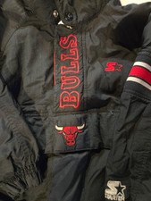 Starter Chicago Bulls NBA Officially Licensed Starter Jacket Black/Red Vintage picture