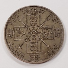 1887 Great Britain Double Florin Silver .6727 ASW - XF - KM763- Q5376 picture