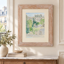 Hervé Baille 1947 French Watercolor Sunbathing In Paris Signed Framed picture