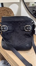 Coach Soho Signature Jacquard Black Buckle Crossbody Shoulder Bag Leather Trim picture