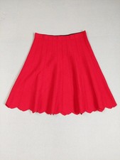 Vila Milano Women Mini Skirt L Red Flared Elastic Waistband Scalloped Hem Brunch picture