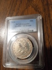 1829 50C PCGS GENUINE GRAFFITI-XF Details Capped Bust Half. picture
