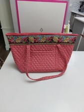 Vera Bradley Vintage Miller Tote Pink Pansies NWOT picture