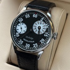 Molniya Watch Regulator Mechanical Wrist Russian Military Black Men 3602 Rare picture