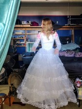 1940s Beautiful Wedding Hoop Dress (Zipper Needs Repaired) picture