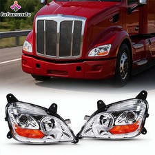 Chrome Full LED Headlights for Peterbilt 579 2013-2020 & 587 2011-2018 LH RH picture