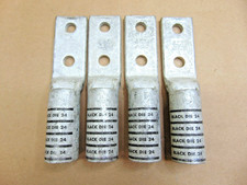 (4) Burndy Two Hole Hylug Copper Compression Lug 600 kcmll Black Die 24 picture
