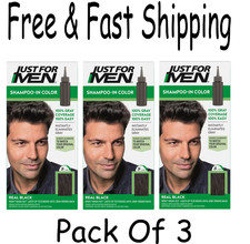 3x Just For Men Shampoo-In Haircolor, Real Black H-55, Easy lather-in app. picture