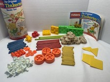 Vintage 1986 Playskool The Original Tinkertoy Basic Set In Tin-lidded Canister picture