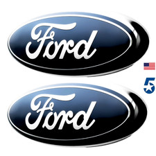 BLUE & CHROME 2005-2014 Ford F150 FRONT GRILLE/ TAILGATE 9 inch Oval Emblem 2-PC picture
