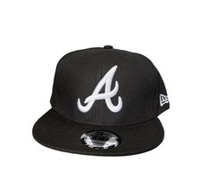 Atlanta Braves 9Fifty New Era SnapBack Hat Black & White Adjustable picture