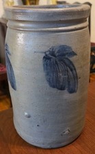 Antique American Stoneware Crock Blue Decorated 19th C Mid-Atlantic picture
