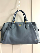 MCM Medium Milla Grained Satchel Top Handle Side Zipper Unique picture