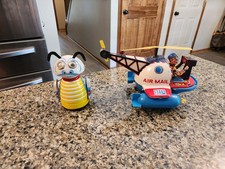 Vintage WORKING 1968 Marx Moon Creature Tin Wind Up Toy #942 and Helicopter picture