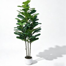 5FT Artificial Fiddle Leaf Fig Tree Tall Fake Plant Artificial Tree Home Decor picture