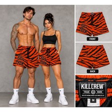 Kill Crew Orange Tiger Stripe Mesh Shorts M Y2K Streetwear picture