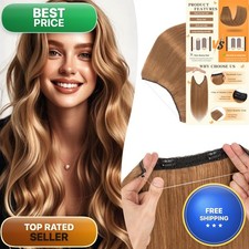 TESSHAIR Invisible Wire Hair Extensions Real Human Hair Adjustable Fish Line picture