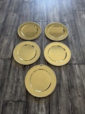 VTG Godinger Silver Co. Brass Plated Gold Serving Plate Round 5-Piece Set Used picture