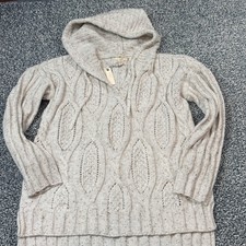 Cupio Blush Womens XL Cable Knit Hooded Sweater Cream Speckled CB25734 picture