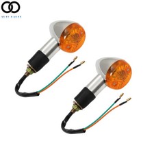 2×Chrome Amber Front Rear Turn Signal Blinker Indicator Light For Motorcycle picture