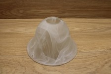 Vintage Frosted White Swirl Marbled Glass Bell Lamp Shade  picture