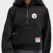 NWT Lululemon Women's Pittsburgh Steelers Black Scuba Oversized Half-Zip Hoodie picture