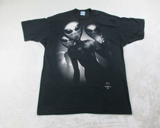 VINTAGE Liquid Blue Shirt Mens Extra Large Black Alien Visitors Cotton 1996* picture
