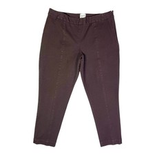Chico's Size 2 (L) Brown Cropped Pants Side Zip Seamed Legs picture
