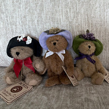Boyds The Head Bean Collection Lot 3 Plush Bears Hats & Bows 5-10in 2000-09 picture
