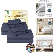 California Design Den 2-Pack 100% Cotton Sateen Full Size Bedsheets Sets picture