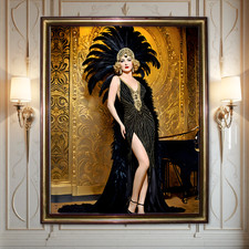 Art Deco Showgirl Print Poster Flapper Vintage 1930s Style Dancer Wall Art 35 picture