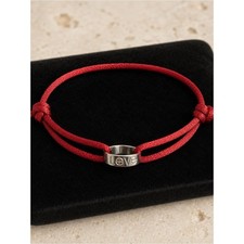 Authentic Cartier LOVE 18K White Gold Red Silk Cord Bracelet picture