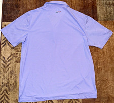 Greg Norman Play Dry Men’s Polo Shirt L Regular Blue/White Striped Logo picture
