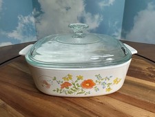 Vtg Corning Ware Wildflower Lidded Casserole Dish A-2-6   2L Pyrex Lid A 9 C MCM picture